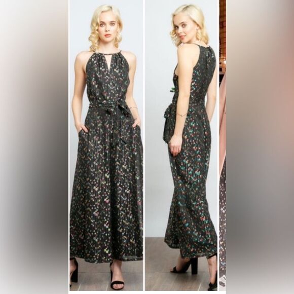 Anthropologie Eva Franco romper Edita Halter Metallic Dot Jumpsuit size 6 - Picture 2 of 13